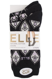 Ladies 3 Pair Elle Patterned Cotton Socks