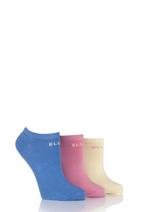 Ladies 3 Pair Elle Plain Cotton No-Show Trainer Socks
