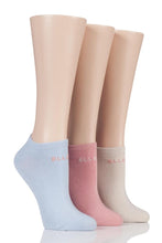 Load image into Gallery viewer, Ladies 3 Pair Elle Plain Cotton No-Show Trainer Socks