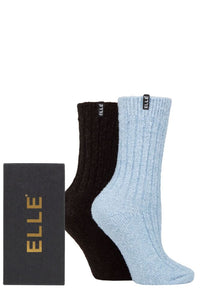 Ladies 2 Pair Elle Boucle Gift Boxed Boot Socks