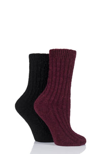 Ladies 2 Pair Elle Boucle Gift Boxed Boot Socks