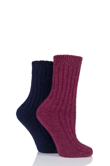 Ladies 2 Pair Elle Boucle Gift Boxed Boot Socks