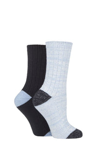 Ladies 2 Pair Elle Velvet Soft and Sparkle Boot Socks