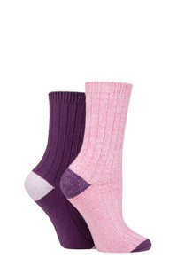 Ladies 2 Pair Elle Velvet Soft and Sparkle Boot Socks
