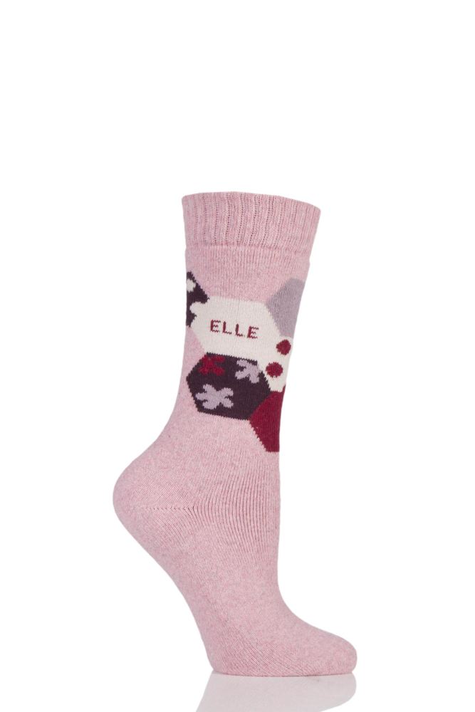 Ladies 1 Pair Elle Wool Blend Striped and Patterned Winter Boot Socks - Sale