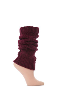 Ladies 1 Pair Elle Chunky Cable Knit Leg Warmers