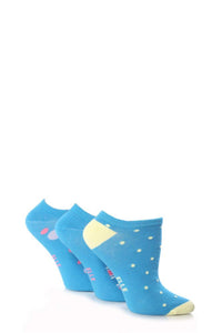 Girls 3 Pair Young Elle Patterned Cotton Trainer Socks